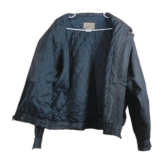 Basic Equipment Leather Bomber Jacket Mens Large Zip Winter Coat Aviator Pilot - Picture 5 of 8